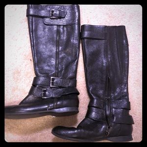 Calf Height Italian Leather Boots, Size 7